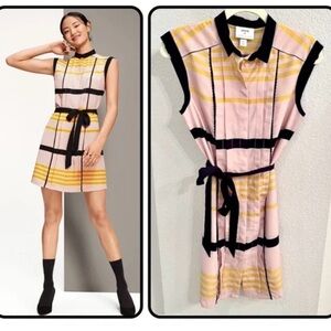 Jadon Wu Pink Black and Yellow Striped Mini Dress